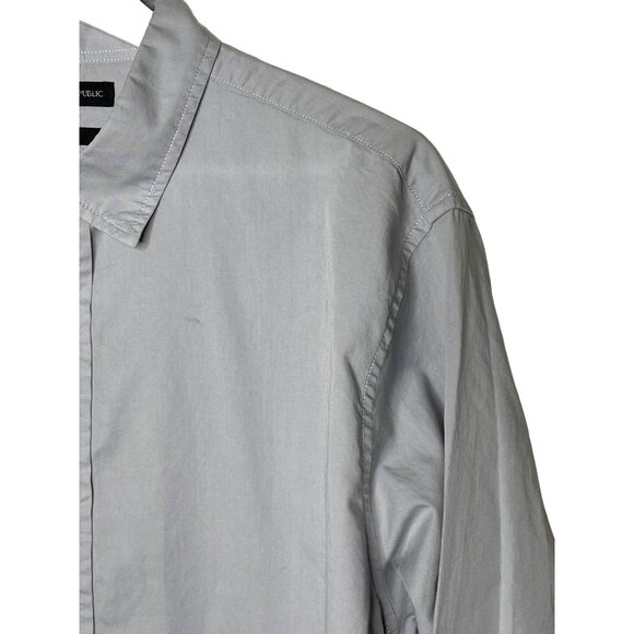 Banana Republic Shirt Mens Large Long Sleeve Button Down Top Slim Fit Gray Work - Picture 5 of 13
